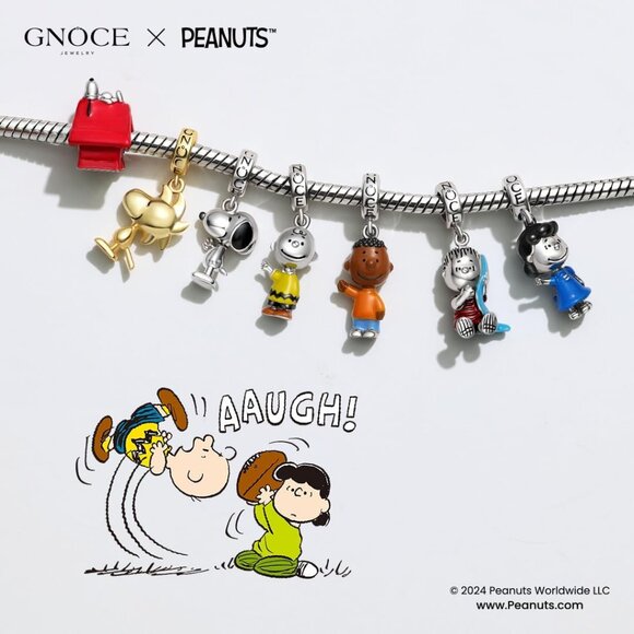 Peanuts Snoopy Sterling Silver Dangle Charm Bracelet for Women Valentine - Picture 3 of 8